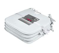 GC GAVENO CAVAILIA Pack of 4 Chair Pads Office Garden Chair 38X38 Cm - Indoor Outdoor Removable Cover Square Seat Pads For Dining Chairs - Patio Kitchen Cushion Pads With Ties, Cream