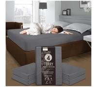 GC GAVENO CAVAILIA Pack of 4 Waterproof Mattress Protector - Terry Towelling Double Mattress Protector Fitted Sheet (190 x 137cm) - Breathable 30cm Deep Mattress Protectors - Charcoal