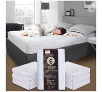 GC GAVENO CAVAILIA Pack Of 6 Terry Mattress Protector Fitted Sheet - Easy Care Cot Bed Anti Allergic & Non Noisy Mattress Cover - Waterproof Mattress Protectors (70 x 140cm) - White