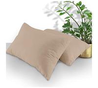 GC GAVENO CAVAILIA Pair Of Plain Dyed Percale Housewife Pillowcase, Super Soft Polycotton Non Iron Bed Pillow Cover, 74X48 Cm, Natural