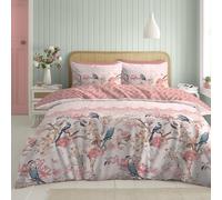 GC GAVENO CAVAILIA Parrot Duvet Cover Set With Pillow Cases | Hypoallergenic Geometric Pink Double Duvet Set | Polycotton Printed Birds Quilt Cover Bed Sets