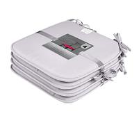 GC GAVENO CAVAILIA Patio Chair Pads With Ties - Set of 4 Seat Pads For Dining Chairs & Kichten Chairs - Polyester Removable Pads For Garden Chair - Chambray - 38X38