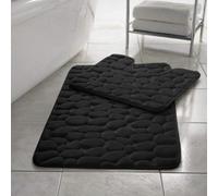 Gaveno Cavailia Super Absorbent 2 Piece Pebbles Bath Set, Memory Foam, Black, 80 x 50