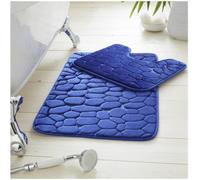 Gc Gaveno Cavailia Pearl Memory 2 Piece Non Slip Bath Mat Royal Blue Quick Dry Water Absorbent Bathroom Shower Mat & Padestal Set