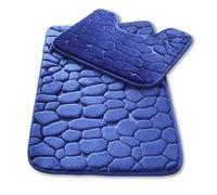 GC GAVENO CAVAILIA Pebble Stone Bath Mat Non Slip | 2Piece Memory Foam Bath Mat Set Washable Rug Super Absorbent Shower Pedestal Mat | Quick Dry Bathroom Toilet Mat Sets BathMat, Royal Blue