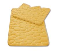 GC GAVENO CAVAILIA Pebble Stone Bath Mat Non Slip | 2Piece Memory Foam Bath Mat Set Washable Rug Super Absorbent Shower Pedestal Mat | Quick Dry Bathroom Toilet Mat Sets BathMat, Ochre