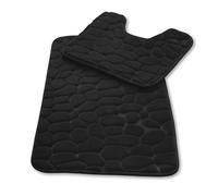 GC GAVENO CAVAILIA Pebble Stone Bath Mat Non Slip | 2Piece Memory Foam Bath Mat Set Washable Rug Super Absorbent Shower Pedestal Mat | Quick Dry Bathroom Toilet Mat Sets BathMat, Black