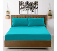 Gc Gaveno Cavailia Percale Deep Fitted Sheet Double Teal Extra Deep Pocket 16 Inch (40 Cm)