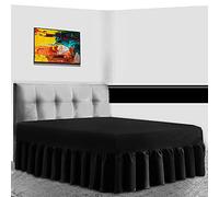 GC GAVENO CAVAILIA Percale Extra Deep Fitted Valance, Non Iron Frilled Sheets, Easy Care Plain Dyed Bedding 180 TC, Polycotton, Black, Single