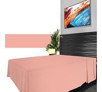 GC GAVENO CAVAILIA Percale Flat, 100% Polycotton Top Sheets, Non Iron Easy Care Plain Dyed Bedding 180 Thread Count, Cotton Blend, Blush Pink, Single
