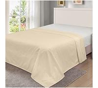 GC GAVENO CAVAILIA Percale Flat, 100% Polycotton Top Sheets, Non Iron Easy Care Plain Dyed Bedding 180 Thread Count, Cotton Blend, Cream, Double