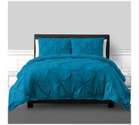GC GAVENO CAVAILIA Pinch Pleated Double Bedding Set, Diamond Pleat Pintuck Comforter Cover, Soft Polycotton & Breathale Quilt Cover, Deep Teal