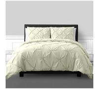 GC GAVENO CAVAILIA Pinch Pleated Double Bedding Set, Diamond Pleat Pintuck Comforter Cover, Soft Polycotton & Breathale Quilt Cover, Cream