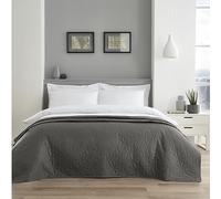 GC GAVENO CAVAILIA Pinsonic Quilted Bedspreads Bed Throw Double Size - Charcoal Bedspread Large For Sofa Bed Cover - Lightweight Quilt Coverlet Throw Blanket, 150X200 Cm