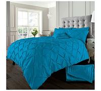 GC GAVENO CAVAILIA Pintuck Duvet Cover, Polycotton Pleated Bedding Bed Set, Deep Teal, Double