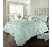 GC GAVENO CAVAILIA Pintuck Duvet Cover Sets, Pinch Pleat Bedding Quilt Covers, Polycotton Bed Covers Breathable Double Bed Set With Pillowcases Duck Egg