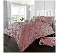 Polycotton Pintuck Duvet Cover With Pillowcases Smart Living Baby Pink Double