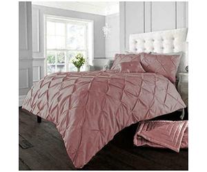 GC GAVENO CAVAILIA Pintuck Duvet Cover Sets, Pinch Pleat Bedding Quilt Covers, Polycotton Bed Covers Breathable Double Bed Set With Pillowcases Soft Pink