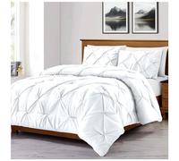 GC GAVENO CAVAILIA Pintuck Duvet Cover Single | Pinch Pleated Quilt Bed Covers Set With Matching Pillowcase | Polycotton Cosy Diamond Bed Linen Set | White