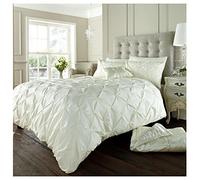 GC GAVENO CAVAILIA Pintuck Duvet Cover Single With Pillow Case, Breathable & Soft Polycotton Pleated Bedding, Pinch Pleat Comforter Bed Cover, Cream