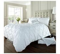 GC GAVENO CAVAILIA Pintuck Duvet Cover Single With Pillow Case, Breathable & Soft Polycotton Pleated Bedding, Pinch Pleat Comforter Bed Cover, White