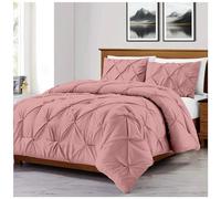 GC GAVENO CAVAILIA Pintuck Pleated Kingsize Duvet Cover | Super Soft Diamond Bedding | Elegant Geometric Quilt Cover (220 x 230 Cm) With Pillowcases (50 x 75 Cm) | Soft Pink