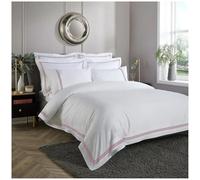 GC GAVENO CAVAILIA Plain Duvet Cover With Pillowcase, Breathable Reversible Single Duvet Cover Striped Bedding Set, Hotel Quality Single Duvet Set, White/Pink