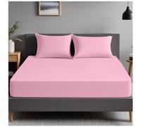 GC GAVENO CAVAILIA | Plain Dyed Bedding Bedsheet - Ultra Soft 4Ft Fitted Bed Sheet - Non Iron Polycotton Percale Sheets | Pink