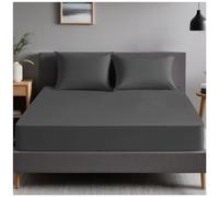 GC GAVENO CAVAILIA | Plain Dyed Bedding Bedsheet - Ultra Soft 4Ft Fitted Bed Sheet - Non Iron Polycotton Percale Sheets | Charcoal