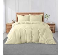 GC GAVENO CAVAILIA Polycotton Plain Dyed Duvet Single Size, Supersoft Breathable Bedding & Linen, Washable Comforter Quilt Covers, Polyester, 50% Cotton, Cream, Double