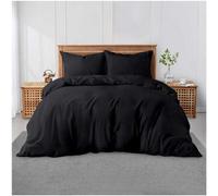 GC GAVENO CAVAILIA Super King Plain Dyed Duvet Cover Set with Pillowcases - Soft Comfortable, Lightweight Polycotton Bedding, Easy-Care - Quilt Comforter Cover - Black