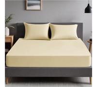 Gc Gaveno Cavailia Plain Dyed Fitted Bedsheet King Cream Super Soft & Comfy Non Iron Fitted Sheet