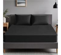 Gc Gaveno Cavailia Plain Dyed Fitted Bedsheet Single Black Super Soft & Comfy Non Iron Fitted Sheet