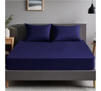 GC GAVENO CAVAILIA Super King Fitted Sheet (180x200 cm) - Soft Polycotton Fabric - Anti Allergic - Fade Resistant Bed Linen - Elasticated 25cm Deep Plain Bed Bottom Sheet, Navy