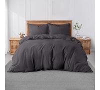 GC GAVENO CAVAILIA Plain Dyed King Size Duvet Cover - Super Soft Breathable Polycotton Bedding Set, Easy-Care Washable Quilt & Comforter Cover - Charcoal