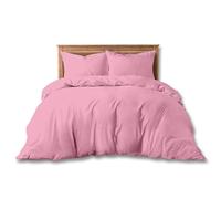 GC GAVENO CAVAILIA Plain Dyed King Size Duvet Cover - Super Soft Breathable Polycotton Bedding Set, Easy-Care Washable Quilt & Comforter Cover - Pink