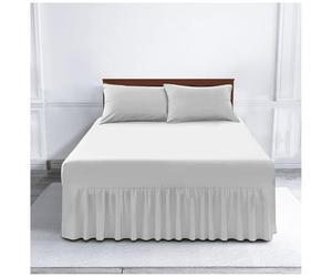 GC GAVENO CAVAILIA Plain Dyed Percale Valance Sheet | Soft & Comfy Polycotton Frilled Fitted Bed Sheet | Breathable, Non-Iron & Easy Care Bedding White, Single