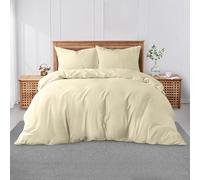 GC GAVENO CAVAILIA Plain Dyed Super King Duvet Cover with Pillowcases | Soft, Comfortable & Lightweight Polycotton Bedding, Easy-Care Comforter Plain Quilt Cover Set - Cream, 220 x 260 cm