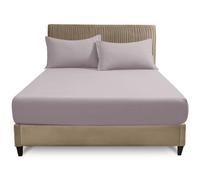 GC GAVENO CAVAILIA Plain Fitted Sheets - Easy Care Polycotton 25cm Deep Fitted Sheets - Breathable, Anti Allergic Bottom Sheets - Elastic Corner Bed Sheet Super King Size - Grey - 180 x 200 cm
