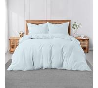 GC GAVENO CAVAILIA Plain King Bedding Set | Polycotton Duvet Cover With Pillowcases | Breathable & Lightweight Dyed Bedding Set Ideal For All Seasons, Easy Care Quilt Cover, 220 x 230 Cm, Sky Blue