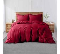 GC GAVENO CAVAILIA Plain King Bedding Set | Polycotton Duvet Cover With Pillowcases | Soft, Breathable & Lightweight Dyed Bedding Set Ideal For All Seasons, Easy Care Quilt Cover, 220 x 230 Cm, Red