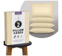 GC GAVENO CAVAILIA Plain Pillow Cases 2 Pack | Breathable, Wrinkle, Soft Touch Polycotton Bedding Pillowcases | Hotel Quality Hypoallergenic Pillow Covers Envelope Closure 74x48 Cm, Cream