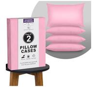 GC GAVENO CAVAILIA Plain Pillow Cases 2 Pack | Breathable, Wrinkle, Soft Touch Polycotton Bedding Pillowcases | Hotel Quality Hypoallergenic Pillow Covers Envelope Closure 74x48 Cm, Pink