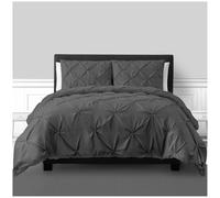 GC GAVENO CAVAILIA Pleated Bedding Set - Double Duvet Cover with Pillowcases - Luxury Pinch Pleat Ruched Quilt Cover, Easy Care Machine Washable Bed Linen, Hotel Style Bedroom Décor, Charcoal