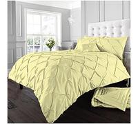 GC GAVENO CAVAILIA Pleated Duvet Cover Sets, Pintuck Bedding Sets King Size, 3 Piece Quilt Comforter Covers Yellow