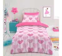 GC GAVENO CAVAILIA Polka Dot Single Bed Duvet Cover Set - Multi | Luxury Soft & Cozy Breathable 100% Microfiber Hypoallergenic Hearts Pattern Kids Bedding Cosy Bed Set
