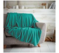 GC GAVENO CAVAILIA Popcorn Honey Comb Sofa Bed Blanket, Easy Care Super Soft & Warm Fluffy Settee Teal, 200X240 Popcorn Throw Waffle Teal