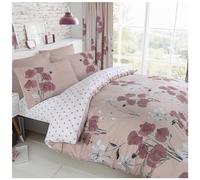 GC GAVENO CAVAILIA Poppy Duvet Cover Sets, Poly Cotton Quilt Cover, Breathable Printed Bedding Sets King Size, Blush Pink