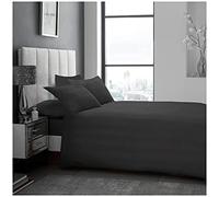 GC GAVENO CAVAILIA Premium Hove Satin Stripe Cover Or Easy Care Hotel Quality Fitted Sheet Or Soft & Cosy Pillowcase, Polyester, Charcoal-Duvet Set, Double