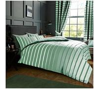 GC GAVENO CAVAILIA Premium Oscar Stripe Duvet Cover, Easy Care Soft & Cosy Reversible Printed Lined Quilt Set Bedding, Polycotton, Duck Egg, King
